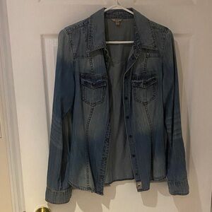 Guess Light Blue Denim Button-Up Shirt